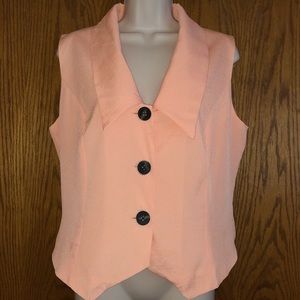 Meaneor Women's Button Down Peach Blouse Sz Lg.